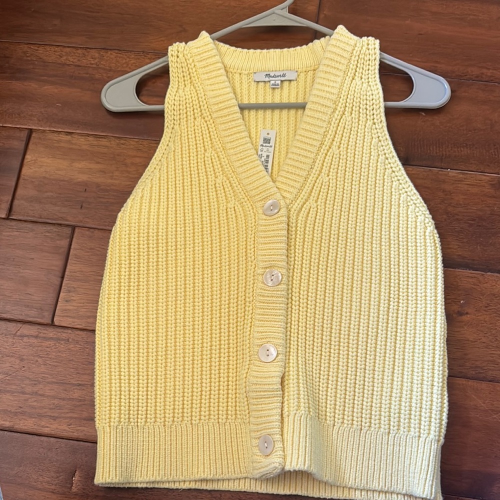 Madewell Light Yellow Sleeveless Cardigan